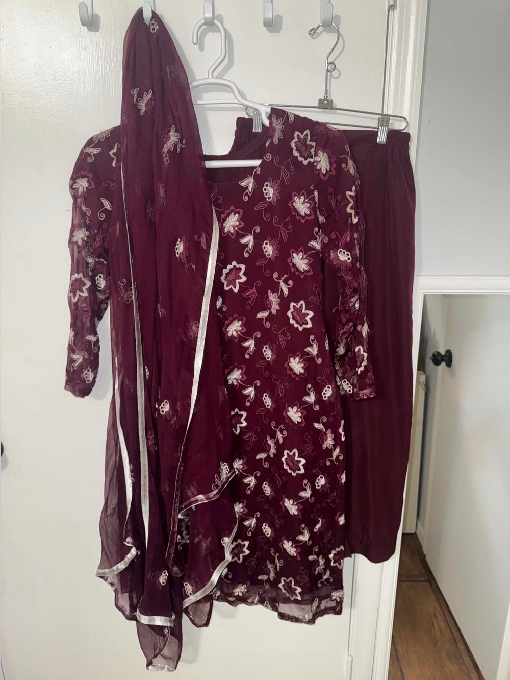 Embroidered Maroon Salwar Kameez Set with Dupatta